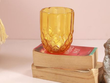 Orange Cut Glass Candle Holder | 4 x 4 inches For Discount