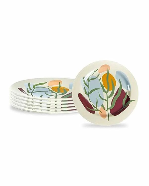 Biodegradable Floral Printed Natural Bamboo Plates | Set Of 6 Discount