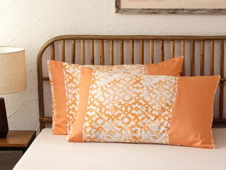 Orange Jaali Cotton Pillow Covers | Set of 2 | 27 x 18 inches Fashion