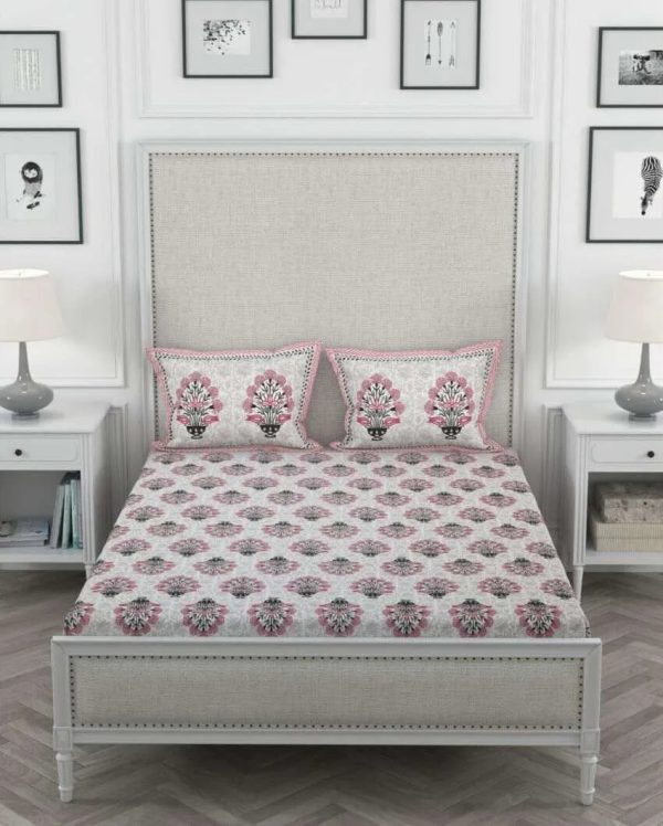 Beautiful Planter Hand Printed Jaipuri Cotton Bedding Set | King Size | 90 x 106 inches For Discount