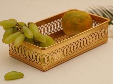 Beautifully Designed Iron Serving Tray | 8 x 5 x 2 inches Online Sale