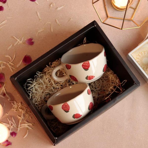 Strawberry Printed Cups Set | Set of 2 | Gift Box Online Sale