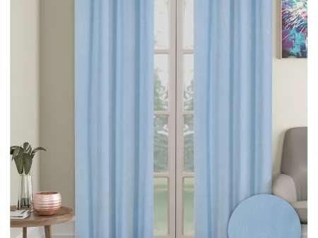 Blue Blackout Emboss Curtains | Set of 2 Fashion