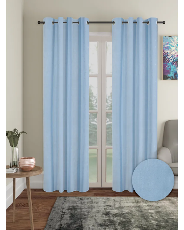 Blue Blackout Emboss Curtains | Set of 2 Fashion