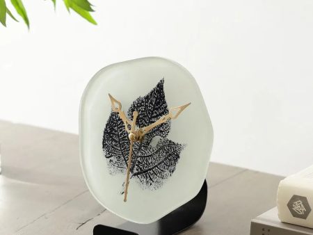 Alina Leaf Glass Embossed Table Clock | 6 x 4 x 7 inches Online now