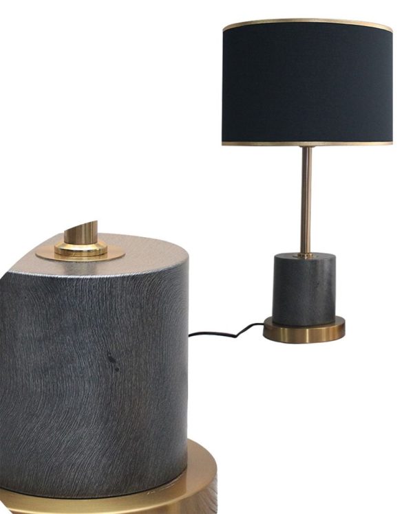 Antique Dark Finish Metal Table Lamp With Marble Base Design Online