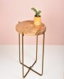 Antique Brass Iron Table with Wooden Top | 20 inches Supply