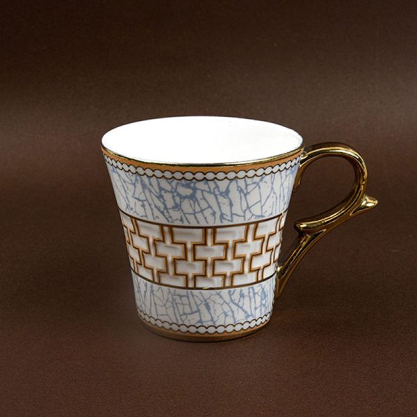 Fine Bone China Blue Craze Pattern on Golden Tea Cups | Set of 6 Supply