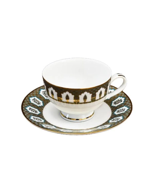 Chinar Porcelain Tea Cup & Saucer | Set of 12 For Sale