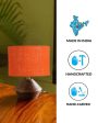 Orange Jute Table Lamp with Wood Natural base | 7x12 inches Supply