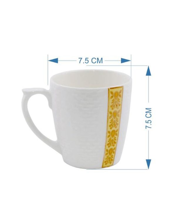 Embose with Vertical Strip Bone China Tea Cups | 175 ml | Set of 6 Fashion