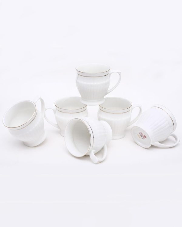 Gold Line Kalas Embose Bone China Tea Cups | 175 ml | Set of 6 Hot on Sale