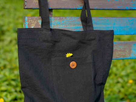 Black Durable Cotton Tote Bag | 15 x 13 inches Sale