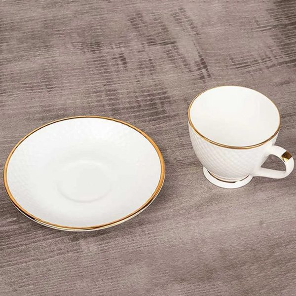 Indian White Tea Cups & Saucers Set Online now