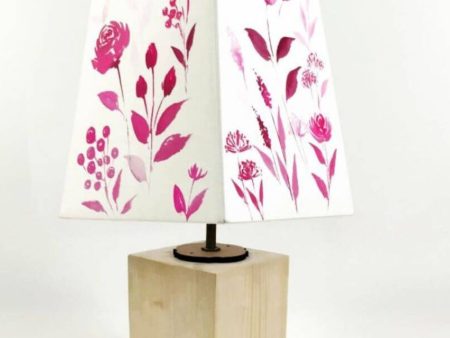 Pink Roses Floral Shaded Empire Cotton Table Lamp | Pink For Sale