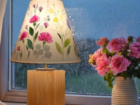 Flower Garden Shaded Cotton Cone Table Lamp Hot on Sale