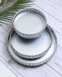 Round Etching Silver Iron Trays | Silver | Set Of 3 Hot on Sale