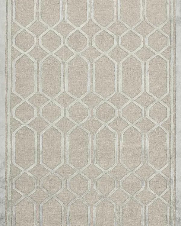 Beige Wool Lineation Hand Tufted Rug Carpet Supply