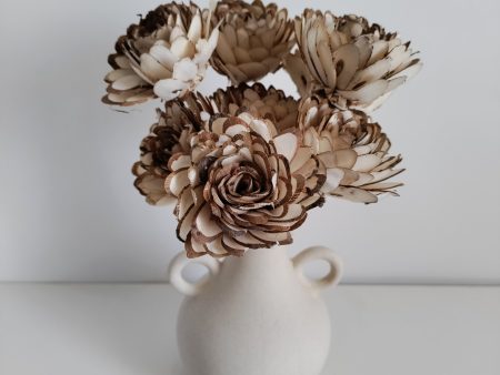 Almond Sholapith DIY Flower Bunch | Vase Not Included | 8 Flower Heads Sale