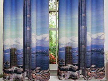 Blackout Skyscraper Printed Polyester Window Curtain With 8 Metal Eyelets | 5 Ft Online Hot Sale