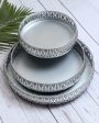 Round Etching Silver Iron Trays | Silver | Set Of 3 Hot on Sale