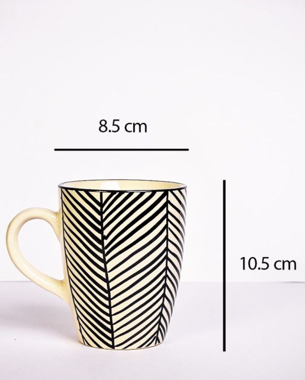 Black Stripes Coffee Ceramic Mugs | Set of 2 | 260 ml Online Sale