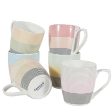 Symmetric Straight Multicolor Lines Fine Bone China Tea Cups | 160ml | Set of 6 Online Hot Sale