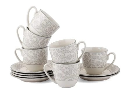 Elegant Winter Garden Porcelain Cups & Saucers | Set of 12 Fashion