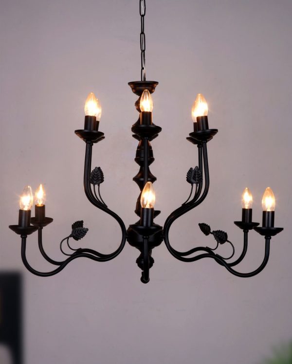 Black Italian 2 Tier Lights Steel Ceiling Chandelier Light | 33 x 24 inches Online Sale