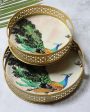 Green Peacock Metal Trays | Gold  | Set of 2 | 8 inches, 10 inches Online Hot Sale