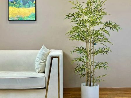 Elegant Green Plastic Bamboo Plant With Black Pot Online Hot Sale