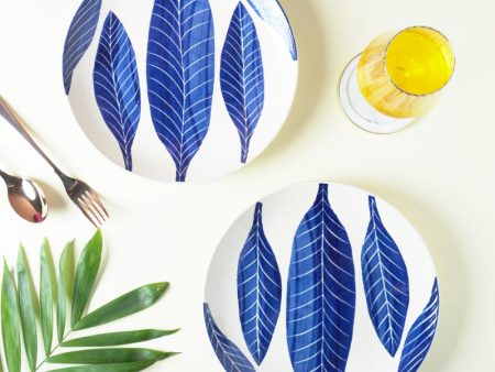 Ashoka Leaf Impress Ceramic Dinner Plates | Set of 2 | 10 Inches For Cheap