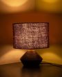 Brown Jute Table Lamp with Wood Natural base | 7x12 inches Cheap