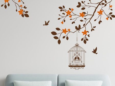 Autumn Tree Birds Wall Sticker | 39 x 57 inches For Sale