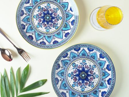 Blue Mandala Ceramic Dinner Plates | Set of 2 | 10 Inches Online now