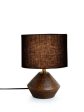 Black Cotton Table Lamp With Wood Natural Base | 7X12 Inches Online Hot Sale