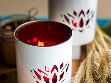 Lotus White Votives | Set Of 2 | 4 x 4 inches Online Sale