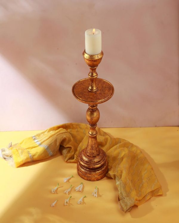 Dhyaan Wooden Pillar Candle Holder | 22 inches Online