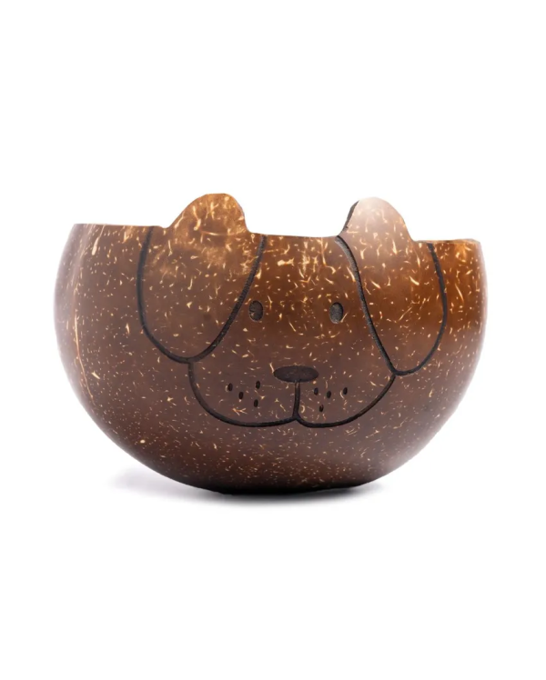 Animal Design Brown Coconut Shell Dog Bowl | 4 x 4 x 3 inches Discount