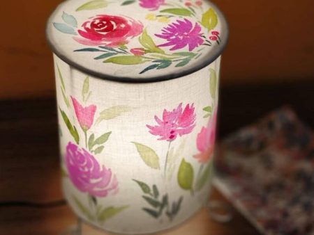 Beautiful Roses Floral Shaded With Lid Cylinder Table Lamp Online