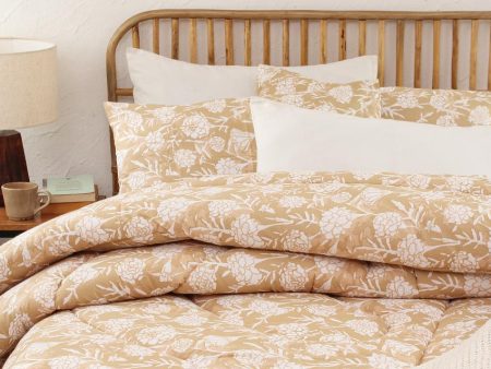 Beige Genda Phool Cotton Comforter | Double Size | 90 x 108 inches For Cheap