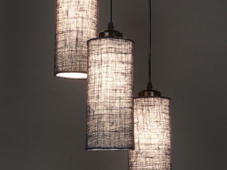 Alberio Jute Cylindrical Cluster Hanging Lamp For Sale