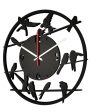 Birds on Wire Wooden Wall Clock Hot on Sale