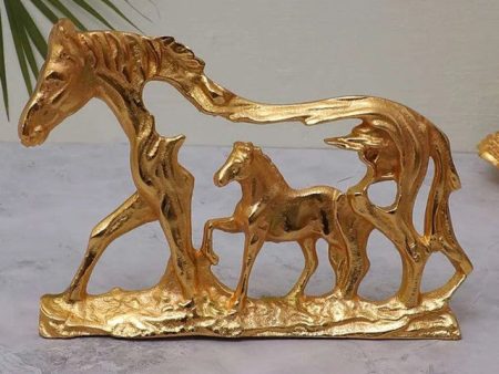 Horse Figure Aluminium Table Décor | Gold | 12 x 8 inches Fashion