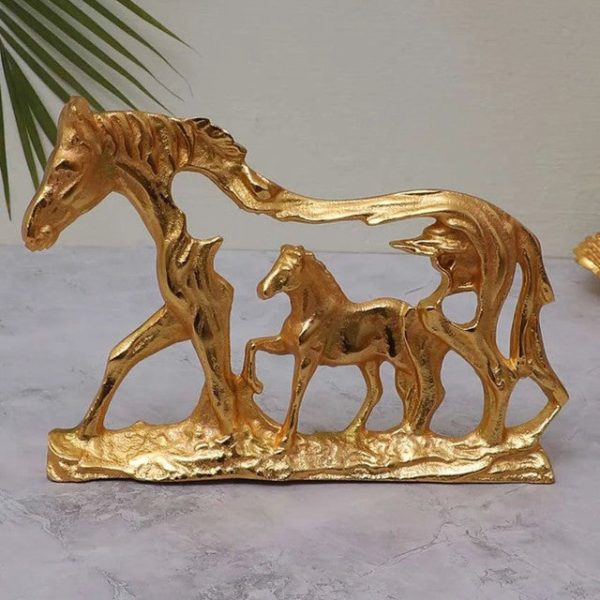 Horse Figure Aluminium Table Décor | Gold | 12 x 8 inches Fashion