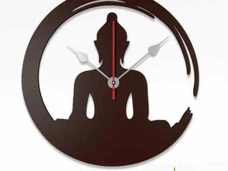 Buddha in Lotus Posture Designer Wooden Wall Clock Cheap