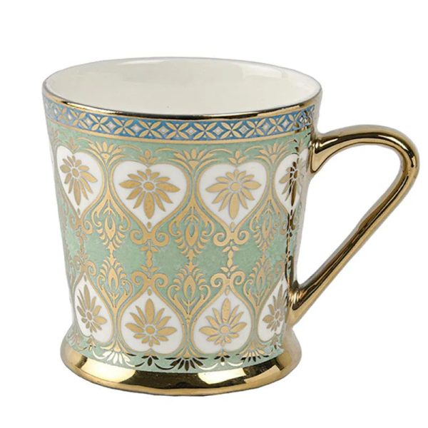 Golden Leaves Pattern Fine Bone China Golden Tea Cups | 160ML | Set of 6 For Cheap