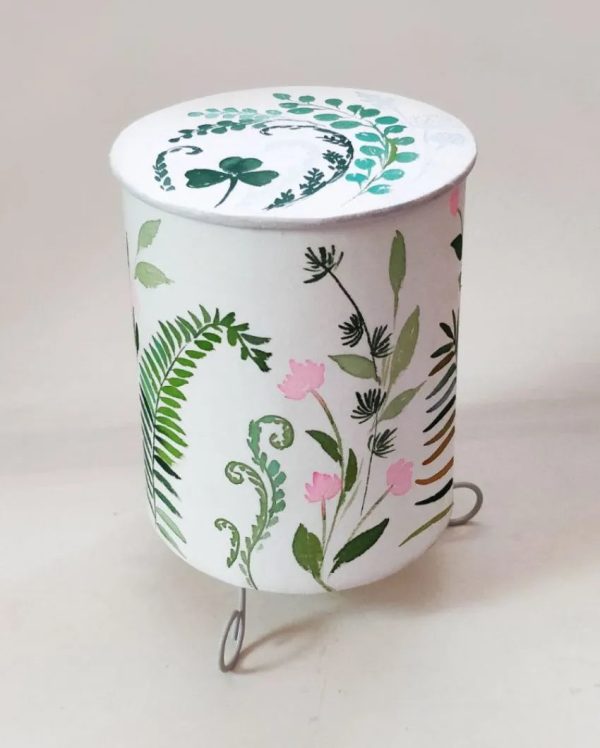 Cylinder Ferns Shaded With Lid Cotton Table Lamp Discount