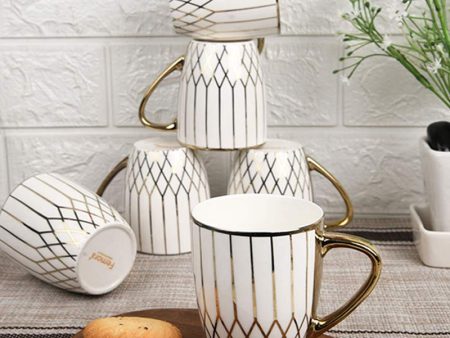 Golden Branch Pattern Fine Bone China Golden Tea Cups | 160ML | Set of 6 Online