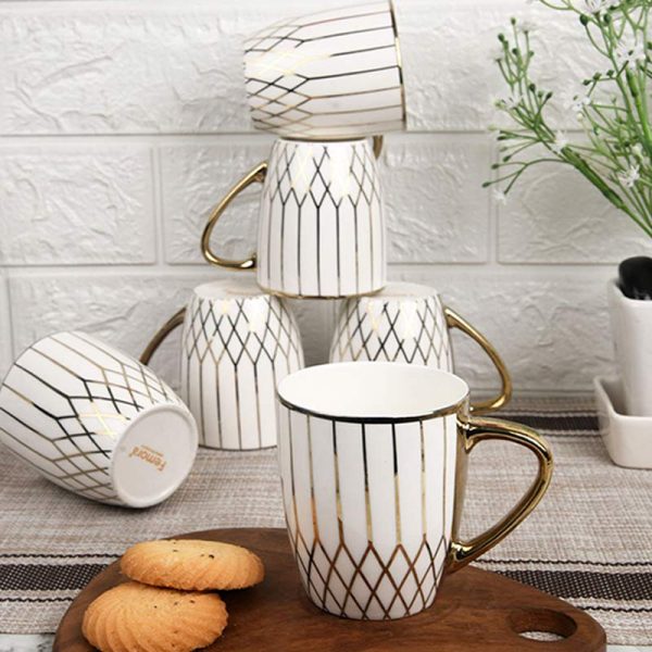 Golden Branch Pattern Fine Bone China Golden Tea Cups | 160ML | Set of 6 Online